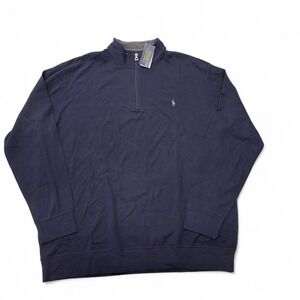 Polo Ralph Lauren 1/4 Zip Pullover Men 2XLT Navy Blue‎ Sweater Sweatshirt NWT
